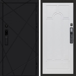 Входная дверь Termo-Door Смарт Лучи Black - Арка белое дерево