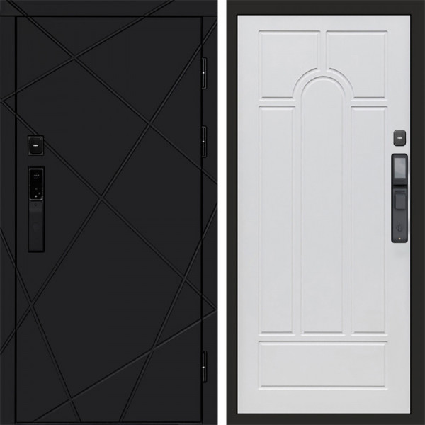 Входная дверь Termo-Door Смарт Лучи Black - Арка белое дерево