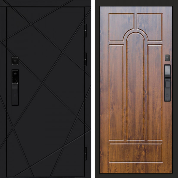 Входная дверь Termo-Door Смарт Лучи Black - Арка дуб