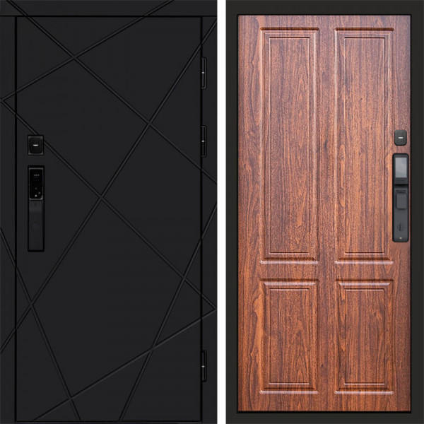 Входная дверь Termo-Door Смарт Лучи Black - Без серии Орех стандарт
