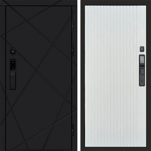 Входная дверь Termo-Door Смарт Лучи Black - Flat Белый софт