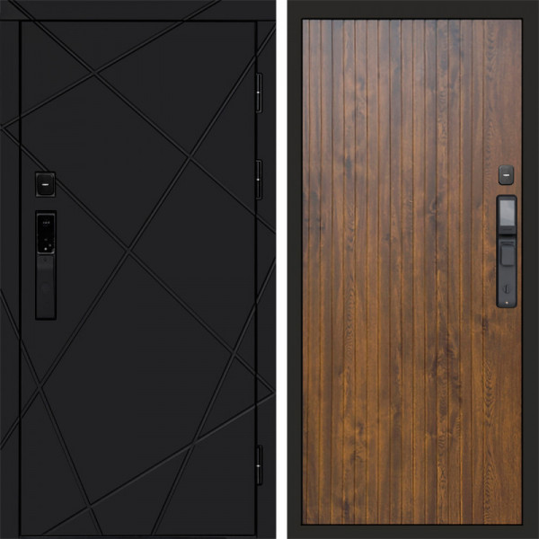 Входная дверь Termo-Door Смарт Лучи Black - Flat Дуб