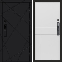 Входная дверь Termo-Door Смарт Лучи Black - Горизонт белый
