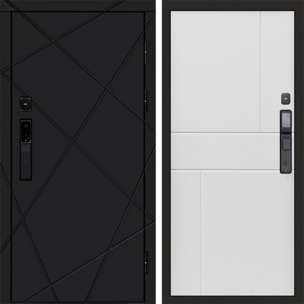 Входная дверь Termo-Door Смарт Лучи Black - Горизонт белый