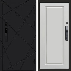 Входная дверь Termo-Door Смарт Лучи Black - Гранд Белый софт