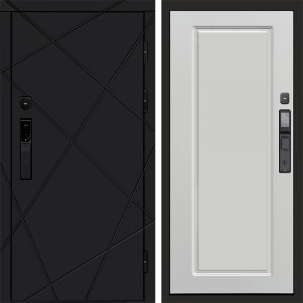 Входная дверь Termo-Door Смарт Лучи Black - Гранд Белый софт