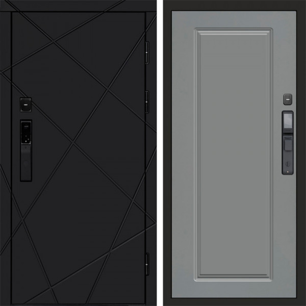 Входная дверь Termo-Door Смарт Лучи Black - Гранд Grey софт