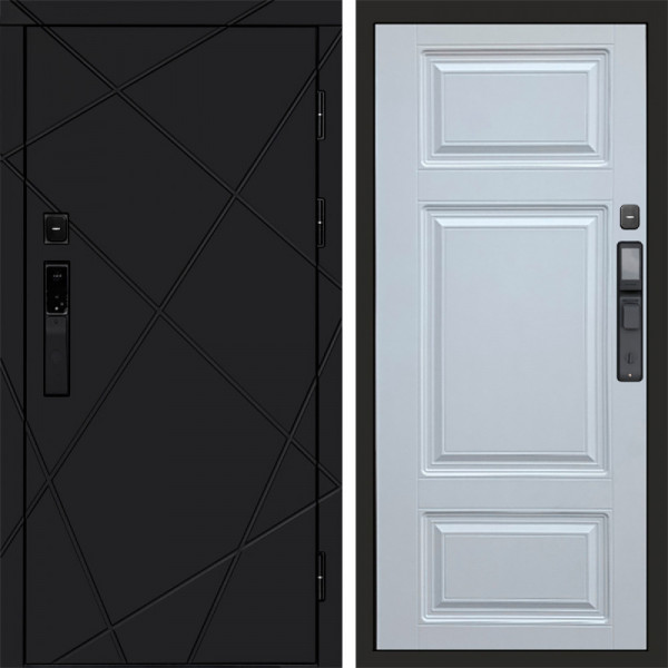 Входная дверь Termo-Door Смарт Лучи Black - Лион Белый софт