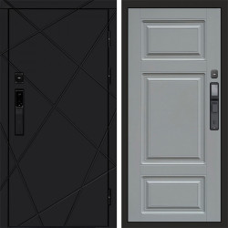 Входная дверь Termo-Door Смарт Лучи Black - Лион Grey софт
