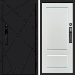 Входная дверь Termo-Door Смарт Лучи Black - Марсель Белый софт