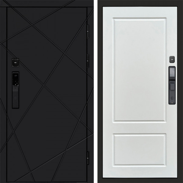 Входная дверь Termo-Door Смарт Лучи Black - Марсель Белый софт