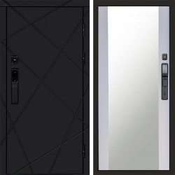 Входная дверь Termo-Door Смарт Лучи Black - Зеркало белый софт