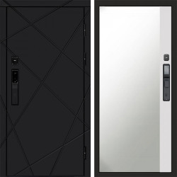 Входная дверь Termo-Door Смарт Лучи Black - Зеркало Фацет Белый софт