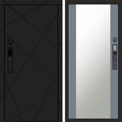 Входная дверь Termo-Door Смарт Лучи Black - Зеркало Grey Софт