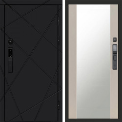 Входная дверь Termo-Door Смарт Лучи Black - Зеркало Слоновая кость