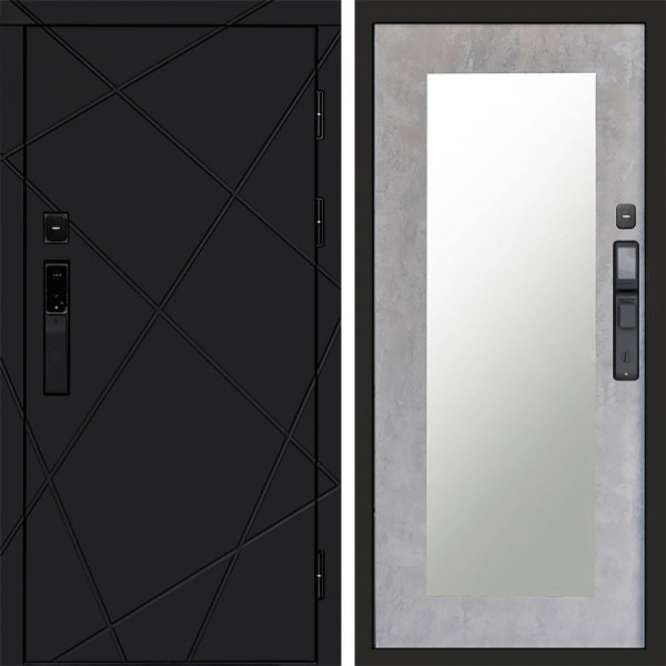 Входная дверь Termo-Door Смарт Лучи Black - Зеркало Триумф бетон светлый