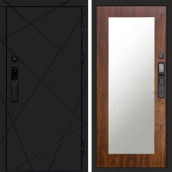 Входная дверь Termo-Door Смарт Лучи Black - Зеркало Триумф дуб