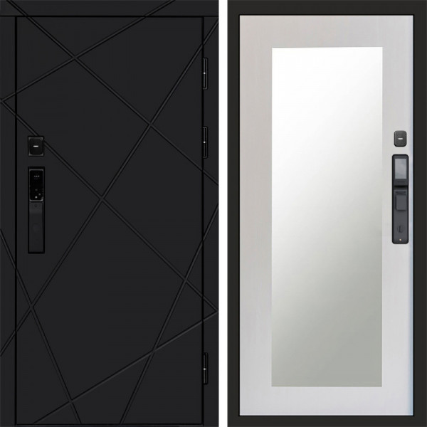 Входная дверь Termo-Door Смарт Лучи Black - Зеркало Триумф лиственница