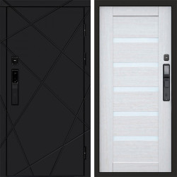 Входная дверь Termo-Door Смарт Лучи Black - Зеркало Триумф Царга лиственница 4500 / 5500