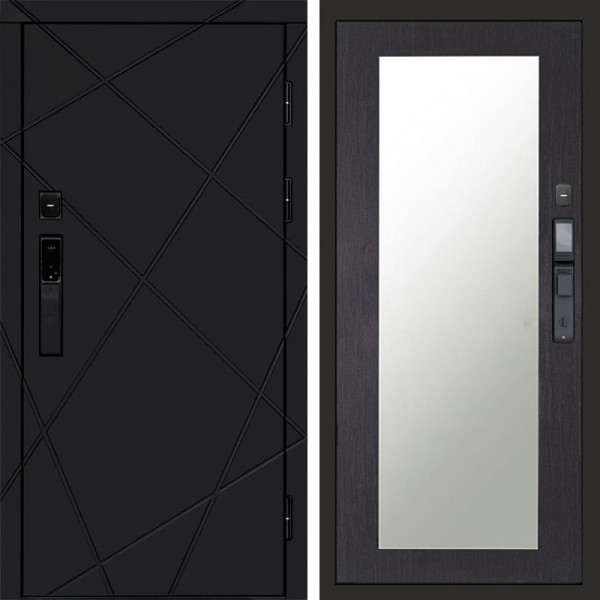 Входная дверь Termo-Door Смарт Лучи Black - Зеркало Триумф венге