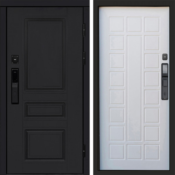 Входная дверь Termo-Door Смарт Орегон Black - Престиж белое дерево