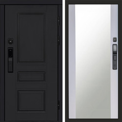 Входная дверь Termo-Door Смарт Орегон Black - Зеркало белый софт