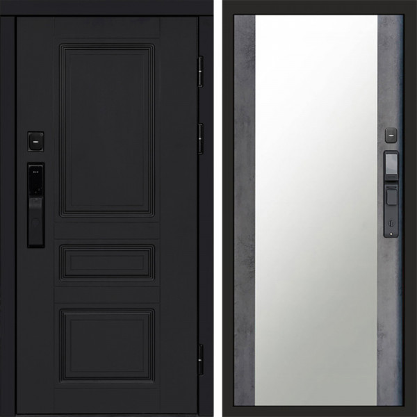 Входная дверь Termo-Door Смарт Орегон Black - Зеркало бетон темный