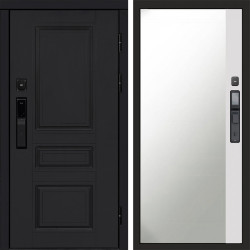Входная дверь Termo-Door Смарт Орегон Black - Зеркало Фацет Белый софт