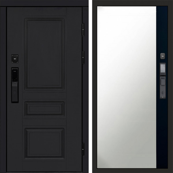 Входная дверь Termo-Door Смарт Орегон Black - Зеркало Фацет Черный кварц