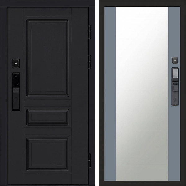 Входная дверь Termo-Door Смарт Орегон Black - Зеркало Grey Софт