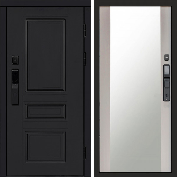 Входная дверь Termo-Door Смарт Орегон Black - Зеркало лиственница