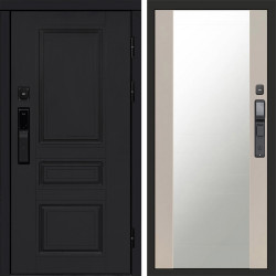 Входная дверь Termo-Door Смарт Орегон Black - Зеркало Слоновая кость
