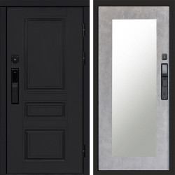 Входная дверь Termo-Door Смарт Орегон Black - Зеркало Триумф бетон светлый