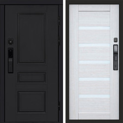 Входная дверь Termo-Door Смарт Орегон Black - Зеркало Триумф Царга лиственница 4500 / 5500