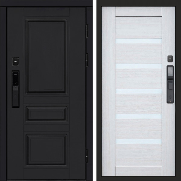 Входная дверь Termo-Door Смарт Орегон Black - Зеркало Триумф Царга лиственница 4500 / 5500