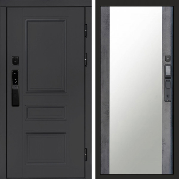 Входная дверь Termo-Door Смарт Орегон Графит - Зеркало бетон темный