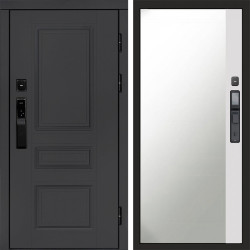 Входная дверь Termo-Door Смарт Орегон Графит - Зеркало Фацет Белый софт