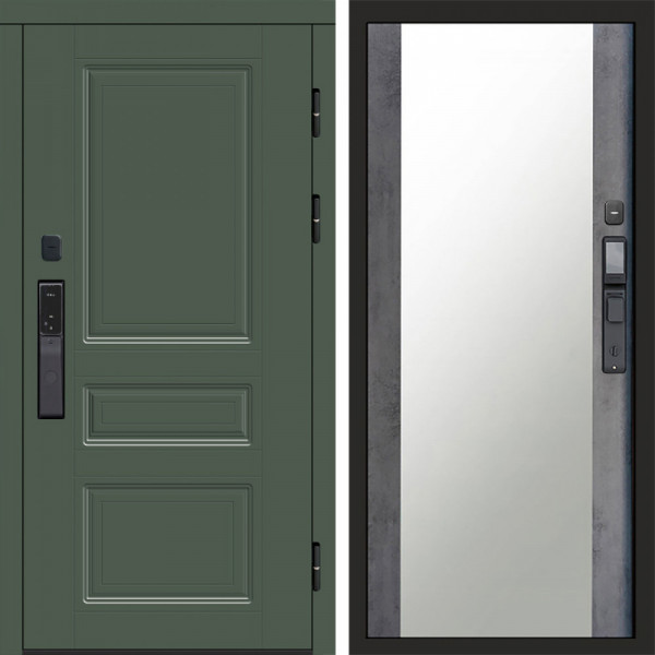 Входная дверь Termo-Door Смарт Орегон Green - Зеркало бетон темный