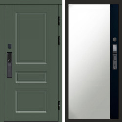 Входная дверь Termo-Door Смарт Орегон Green - Зеркало Фацет Черный кварц