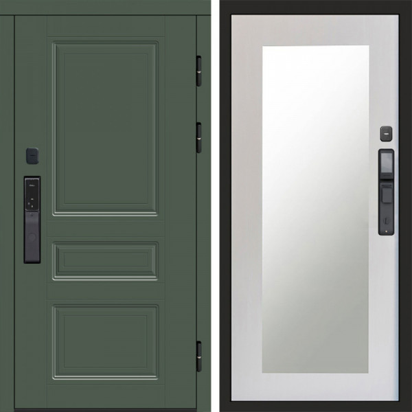 Входная дверь Termo-Door Смарт Орегон Green - Зеркало Триумф лиственница