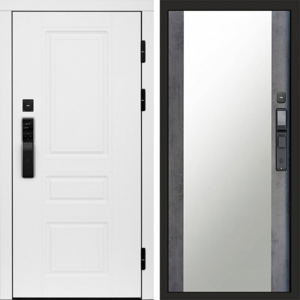 Входная дверь Termo-Door Смарт Орегон White - Зеркало бетон темный