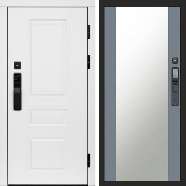 Входная дверь Termo-Door Смарт Орегон White - Зеркало Grey Софт