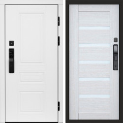 Входная дверь Termo-Door Смарт Орегон White - Зеркало Триумф Царга лиственница 4500 / 5500