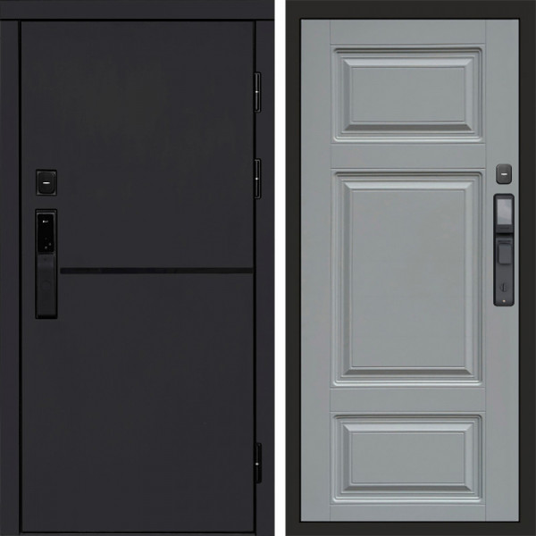 Входная дверь Termo-Door Смарт Тренд Black - Лион Grey софт