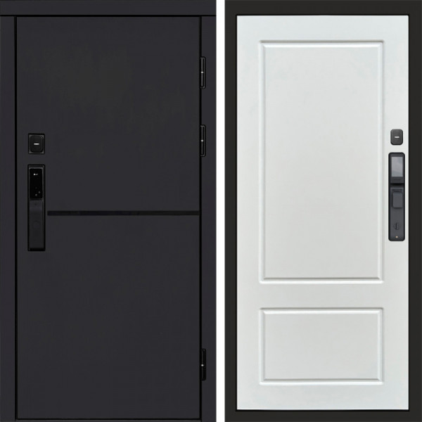Входная дверь Termo-Door Смарт Тренд Black - Марсель Белый софт