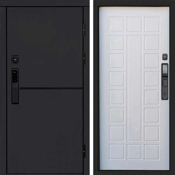 Входная дверь Termo-Door Смарт Тренд Black - Престиж белое дерево