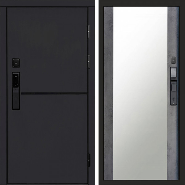 Входная дверь Termo-Door Смарт Тренд Black - Зеркало бетон темный