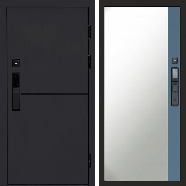 Входная дверь Termo-Door Смарт Тренд Black - Зеркало Фацет Grey софт