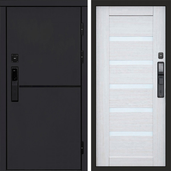 Входная дверь Termo-Door Смарт Тренд Black - Зеркало Триумф Царга лиственница 4500 / 5500