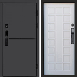 Входная дверь Termo-Door Смарт Тренд Графит - Престиж белое дерево